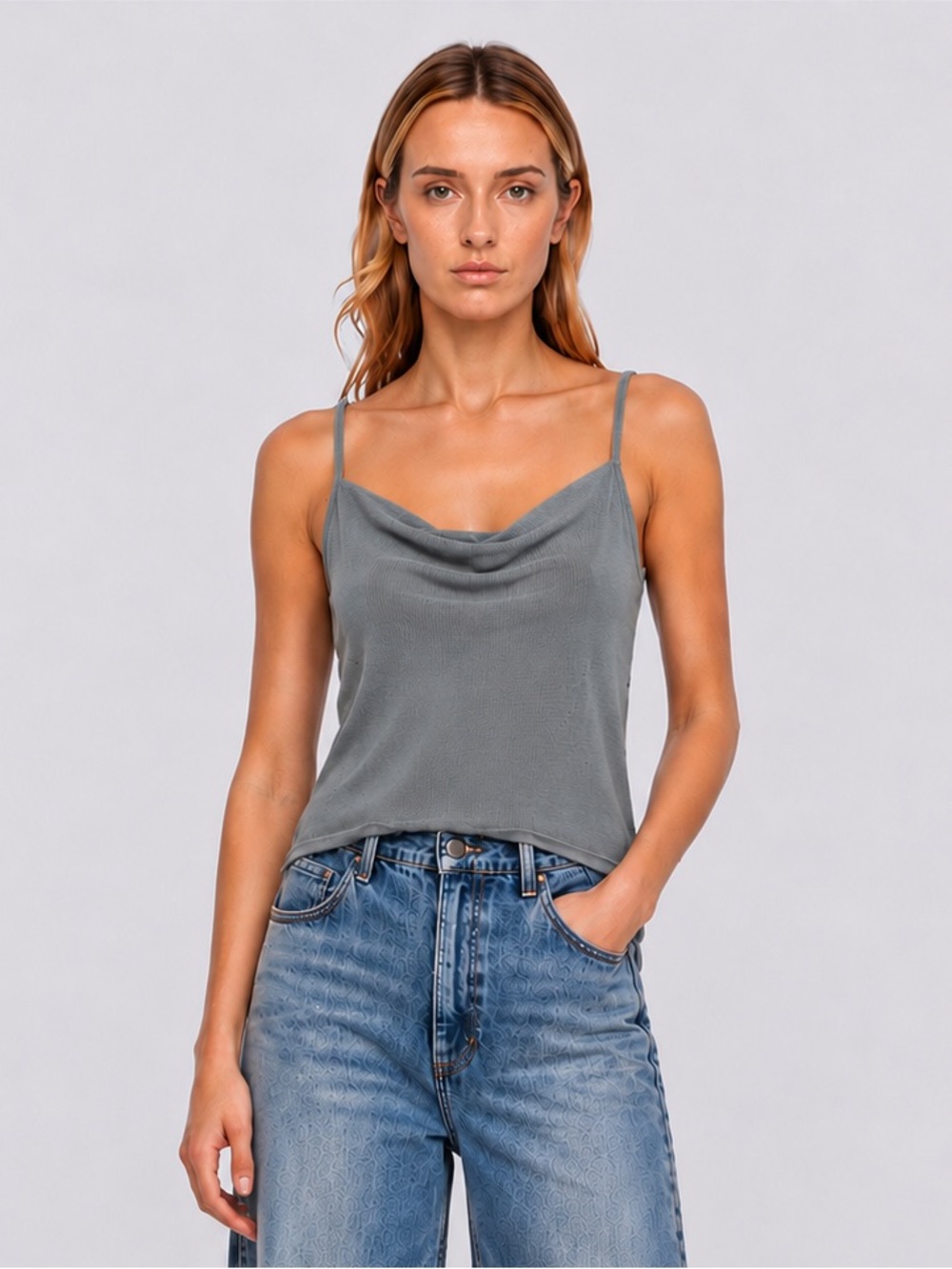 Gentle Fawn Gray Cowl Neck Camisole